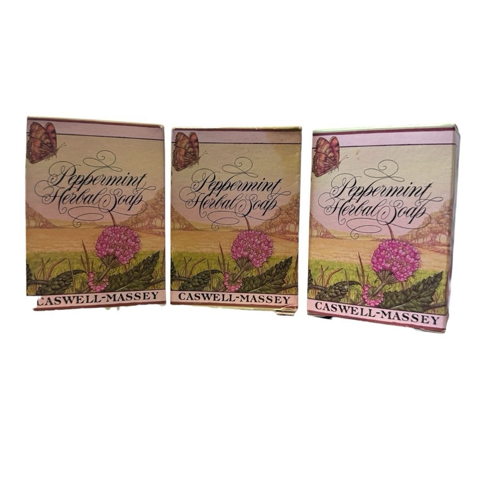 Vintage Caswell-Massey Peppermint Herbal Soap bars 3.25 oz Lot Of 3‎